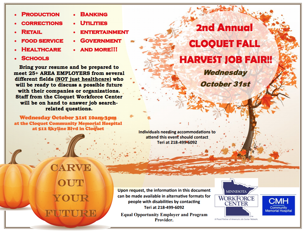 Cloquet Fall Harvest Job Fair NORTHFORCE
